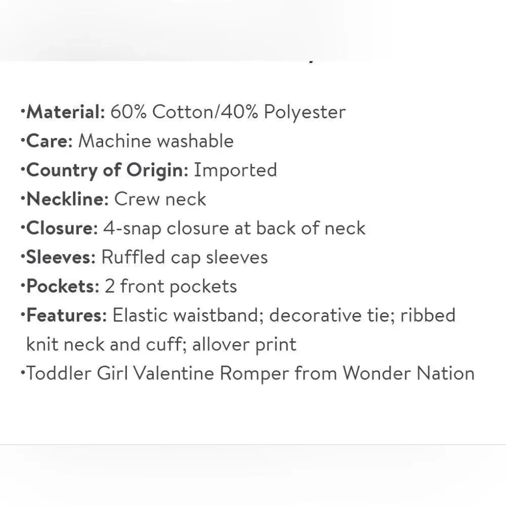 Nwt Valentine's Day Girls Romper - Picture 7 of 7